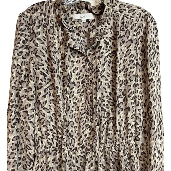 Loft Cheetah Print Dress (missing tie belt) Size 12 - Picture 3 of 16